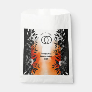 Dramatic Watercolor Black Orange Floral Wedding Favour Bags