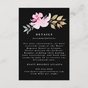 Dramatic Watercolor Florals Wedding Details Enclosure Card