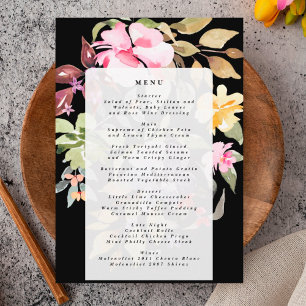Dramatic Watercolor Florals Wedding Menu