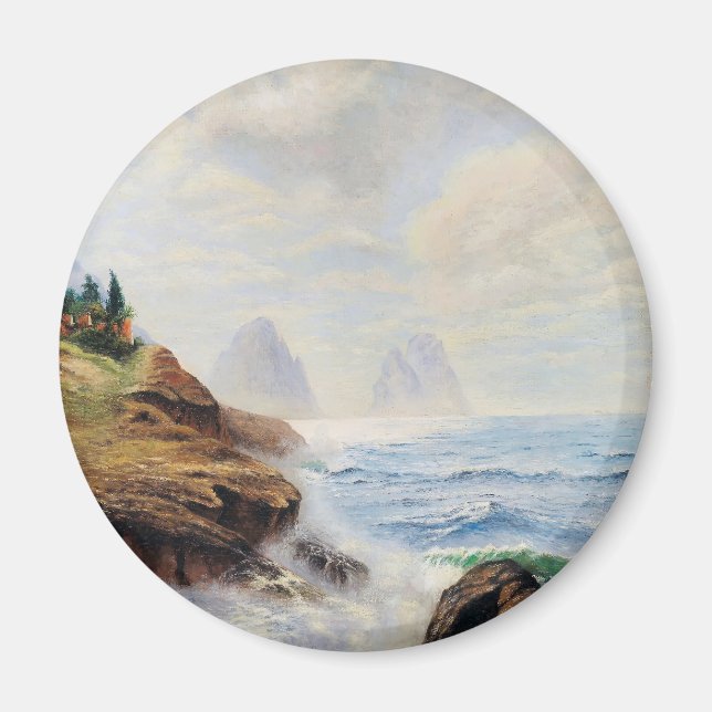 Dramatic Waves Pound a Rocky Coast Magnet (Front)