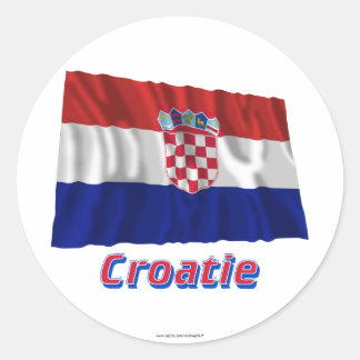 Drapeau Croatie avec le nom en français Classic Round Sticker