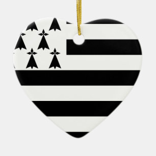 Drapeau de la Bretagne Breizh Gwenn ha Du Britanny Ceramic Tree Decoration