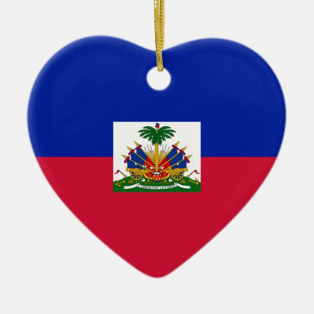 Drapeau d'Haïti - Flag of Haiti Ceramic Tree Decoration (Front)