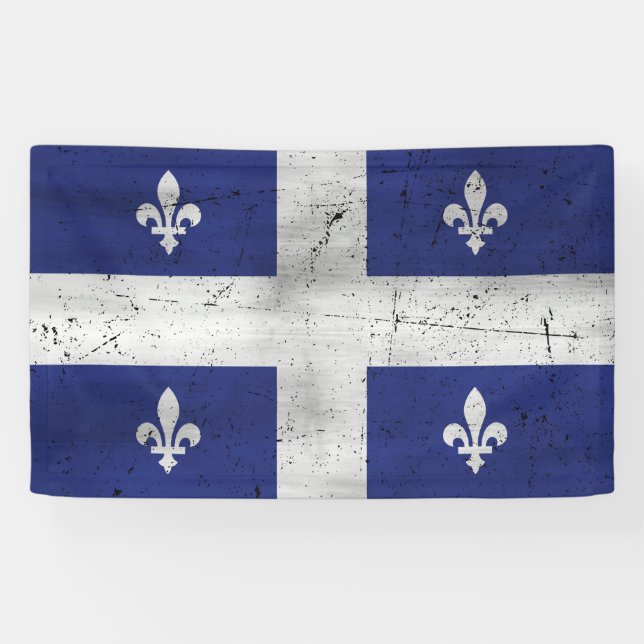 Drapeau du Québec style grunge érodé Banner (Horizontal)