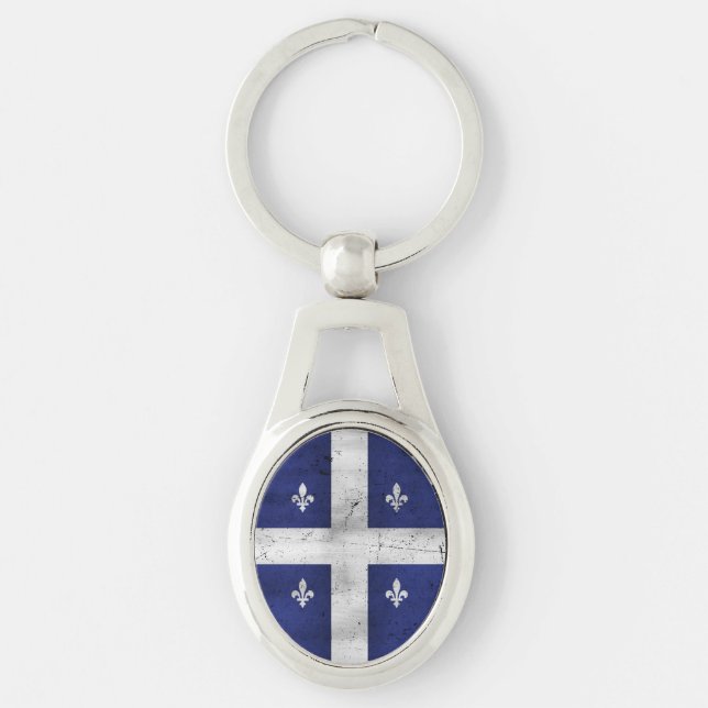 Drapeau du Québec style grunge érodé Key Ring (Front)
