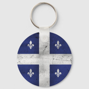 Drapeau du Québec style grunge érodé Key Ring