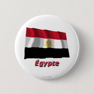Drapeau Égypte avec le nom en français 6 Cm Round Badge
