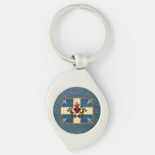 Drapeau Québec antique Carillon Sacré-Cœur Key Ring