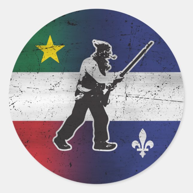 Drapeau Québec et Patriote Henri Julien érodé Classic Round Sticker (Front)