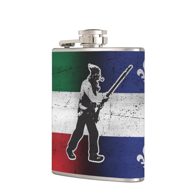 Drapeau Québec et Patriote Henri Julien érodé Hip Flask (Left)