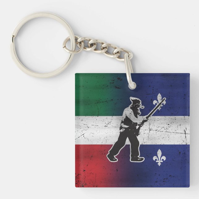Drapeau Québec et Patriote Henri Julien érodé Key Ring (Front)
