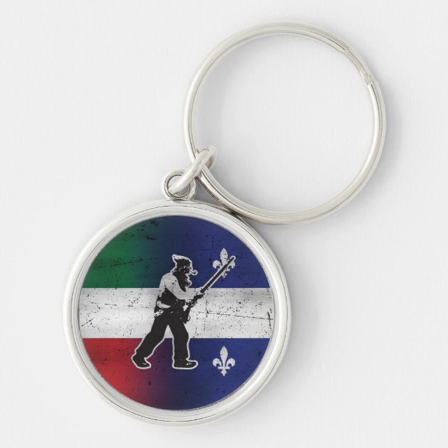 Drapeau Québec et Patriote Henri Julien érodé Key Ring (Front)