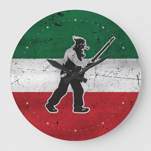 Drapeau Québec et Patriote Henri Julien érodé Large Clock (Front)