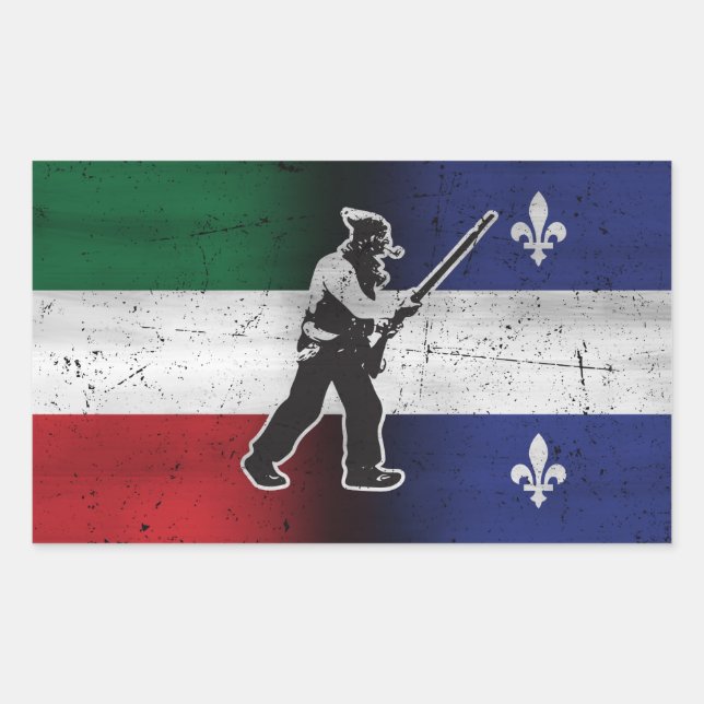Drapeau Québec et Patriote Henri Julien érodé Rectangular Sticker (Front)