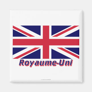 Drapeau Royaume-Uni avec le nom en français Magnet