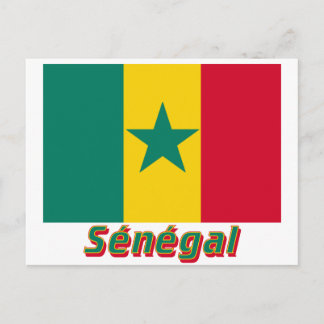 Drapeau Sénégal avec le nom en français Postcard