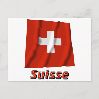 Drapeau Suisse avec le nom en français Postcard