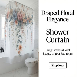 Draped Floral Elegance Shower Curtain
