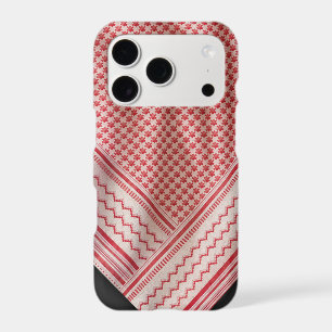 Draped Red and White Shemagh Keffiyeh, Black