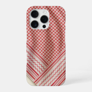 Draped Red and White Shemagh Keffiyeh, Cream iPhone 16 Pro Case