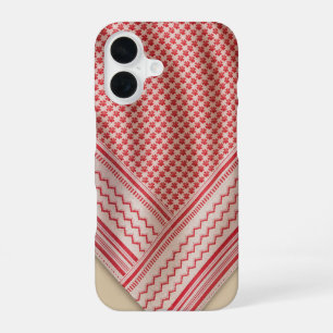 Draped Red and White Shemagh Keffiyeh, Sand iPhone 16 Case