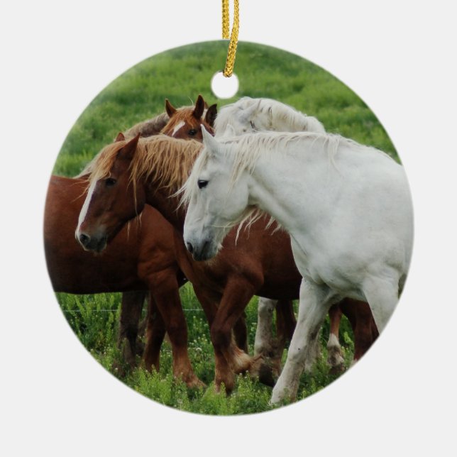 Draught   Horse Ceramic Tree Decoration (Front)