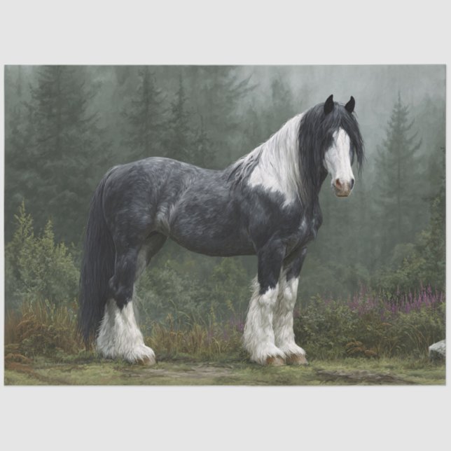 Draught Horse Landscape Decoupage Tissue Paper (Front)