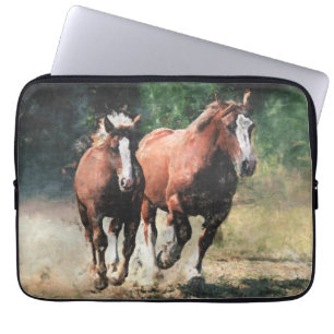 Draught   horse mare and foal laptop sleeve