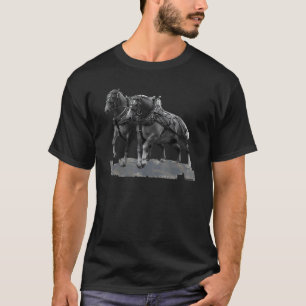 Draught Horse Pulling Belgians Mid-Pull T-Shirt