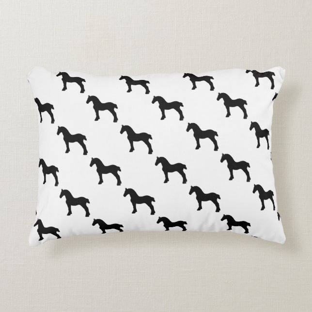 Draught Horse Silhouette Decorative Cushion (Front)
