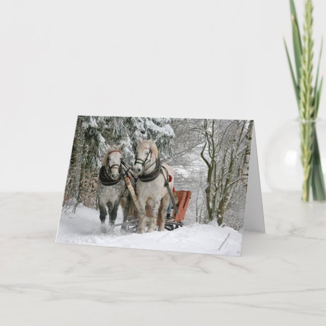 Draught Horses Christmas Holiday Card (Front)