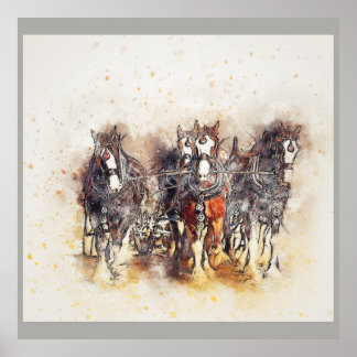 Draught   Horses, Clydesdales Artwork Photo Poster