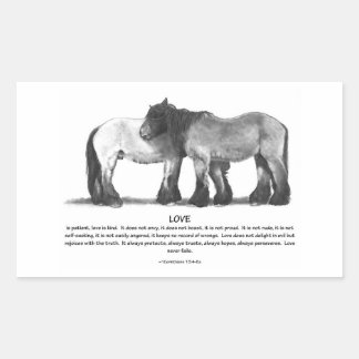 Draught Horses in Pencil: Bible Verses About LOVE Rectangular Sticker