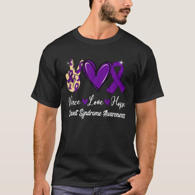 Dravet Syndrome Awareness Peace Love Hope Purple R T-Shirt (Front)