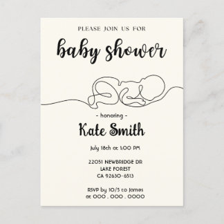Draw Baby Minimalist Baby Shower  Postcard