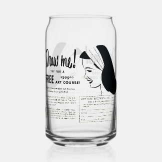 Draw Me - Vintage Art School Drawing Contest Can Glass