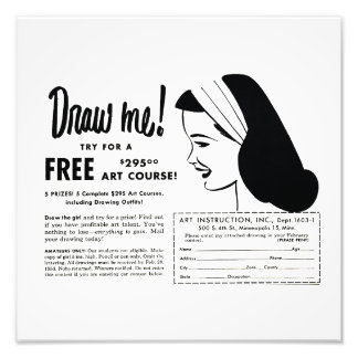 Draw Me - Vintage Art School Drawing Contest Mug Photo Print