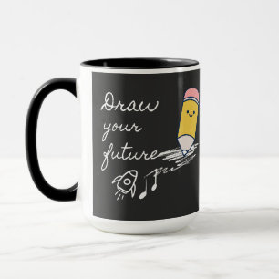 Draw Your Future – Cute Motivational Pencil Design Mug