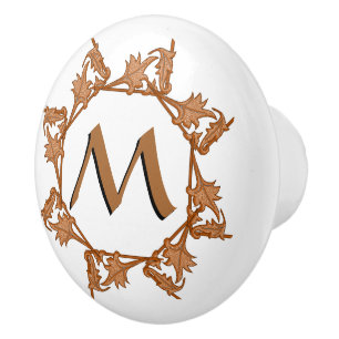 Drawer Pulls - Leafy Circle and Initial
