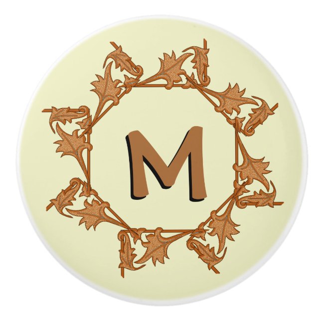 Drawer Pulls - Leaves in Circle with Initial (v.2) (Front)