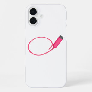 Drawing a circle with a pink highlighter iPhone 16 plus case