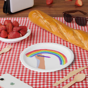 Drawing A Rainbow Paper Plate