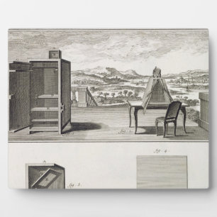 Drawing aids: a basic wooden camera obscura and a plaque