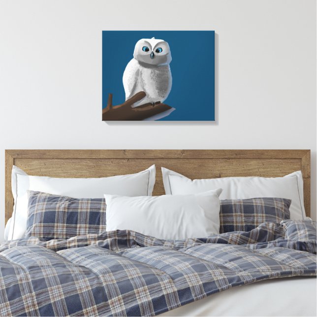 Drawing an owl sitting on a branch canvas print (Insitu(Bedroom))