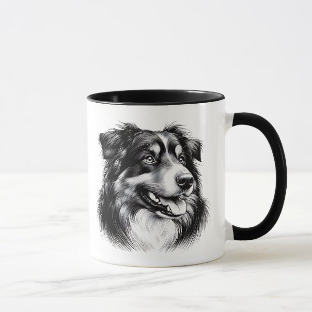 Drawing Australian Shepherd Mug (Right)