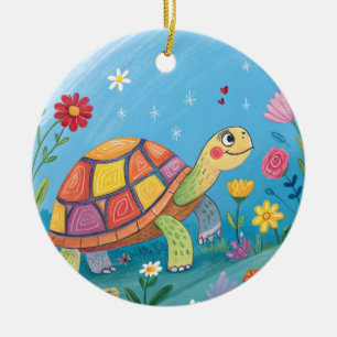Drawing Baby Turtle Ceramic Tree Decoration