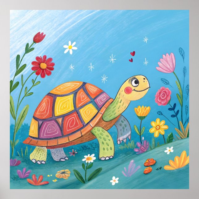 Drawing Baby Turtle Poster (Front)