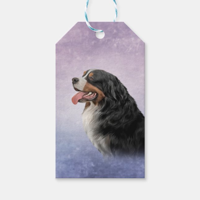 Drawing Bernese Mountain Dog Gift Tags (Front)
