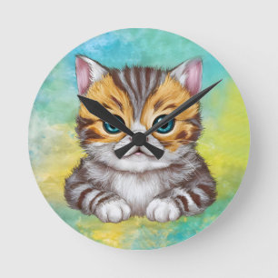 Drawing Cat Round Clock