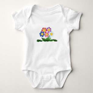 Drawing Colourful Flower Cartoon With Herb Baby Bodysuit